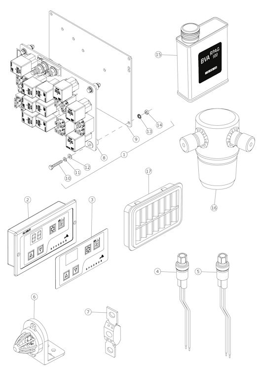 Componentes Elétricos e Kit de Instalação do Ar-condicionado de Micro-ônibus