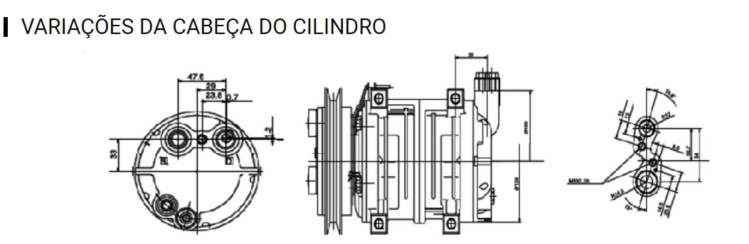 Variações da Cabeça do Cilindro do Compressor do Ar-condicionado de Ônibus Valeo TM 21