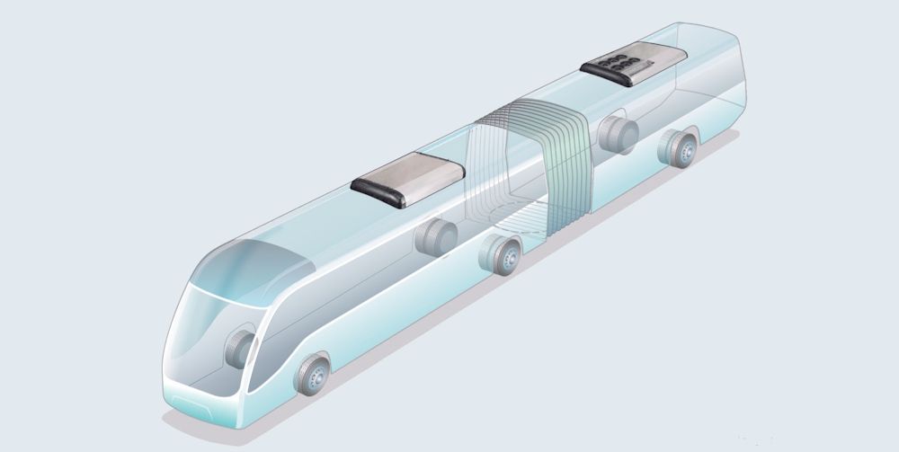 Ilustração do sistema de ar-condicionado de teto do ônibus