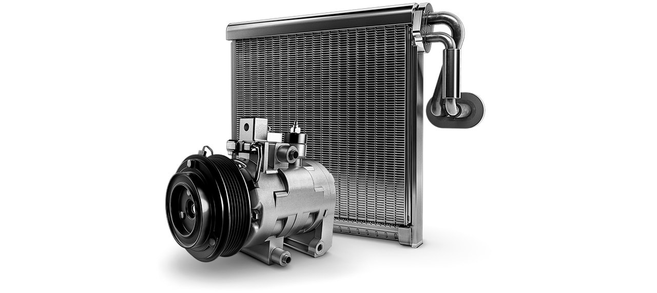 compressor e evaporador do ar-condicionado automotivo
