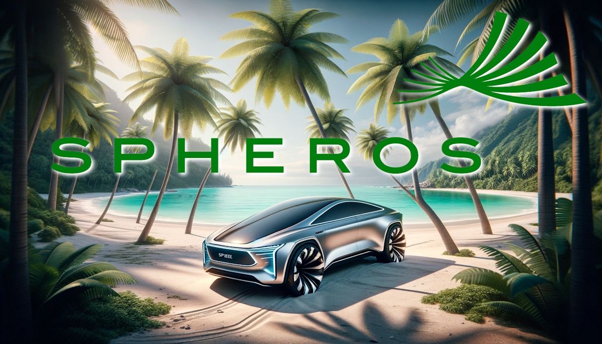 Carro futurista em paisagem tropical